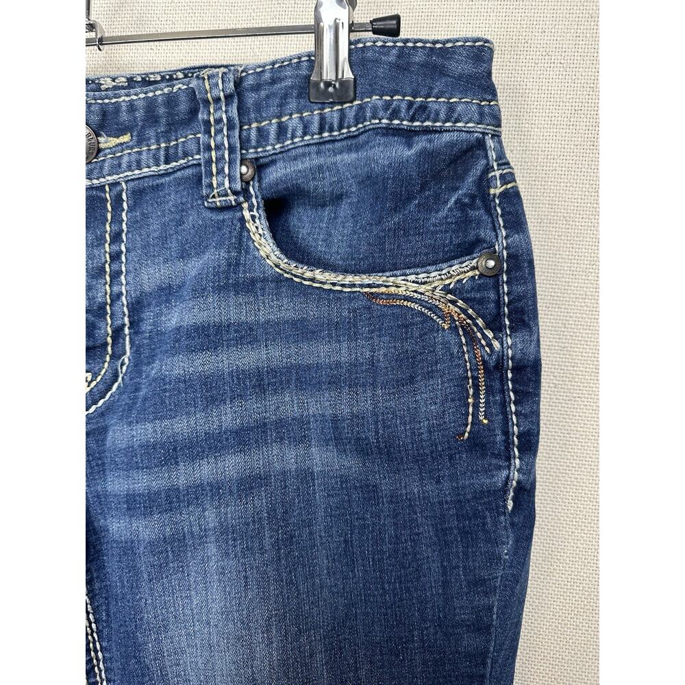 Rhythm in Blues Jeans Women's Size 6 Short Flap Pockets Straight Leg Top Stitch - Picture 3 of 16
